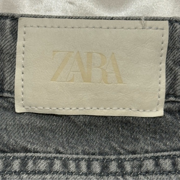 Zara Wide Leg Jeans Washed Gray High Rise Size 4 Baggy Cotton Grunge Edgy Trendy - Picture 6 of 10